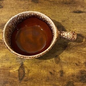 Kathy Kale Brown Drip Glaze Soup Bowl With Handle